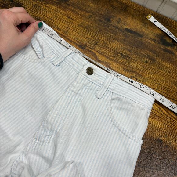 Guess Vintage 25x27 Striped Jeans 80s High Waist Zip Ankle Tapered Blue White - Picture 10 of 14